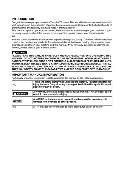 Yamaha YZ250FX Motorcycle Service Manual | 2017-2021 - sample page 4