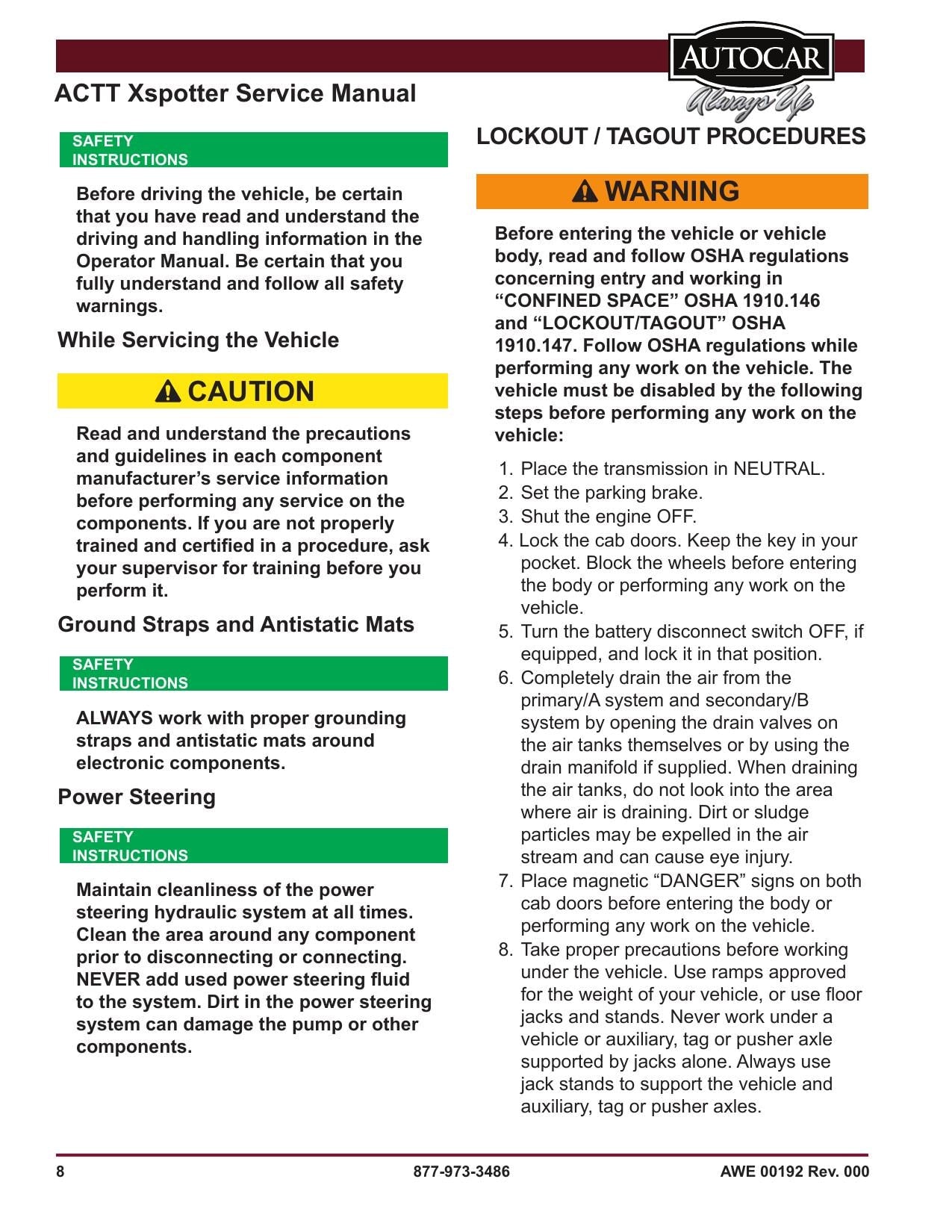 Autocar ACTT Xspotter Terminal Tractor Service Manual | 2018-2022 - sample page 8