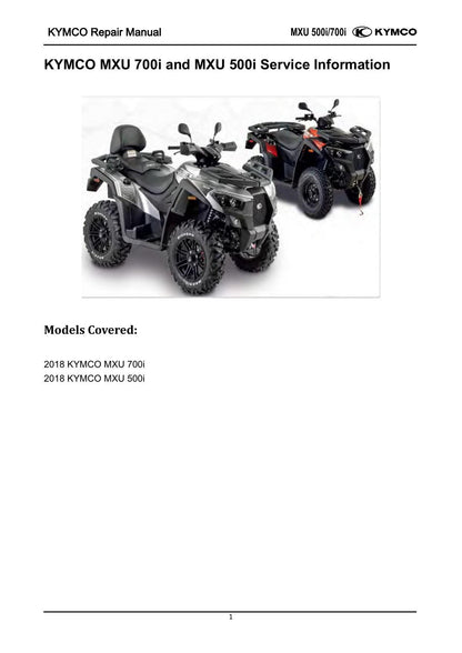 KYMCO MXU 700I 500I ATV Service Manual | 2018-2022 - sample page 1