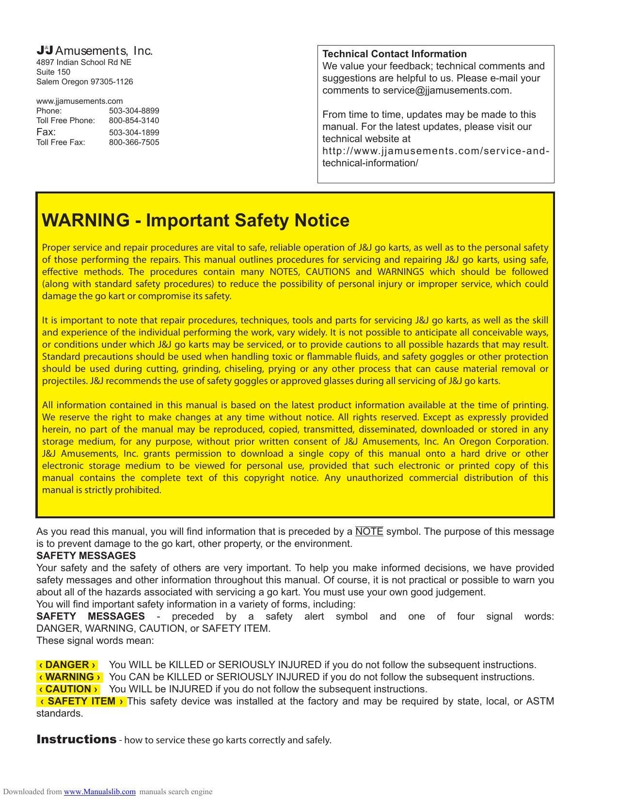 J&J Amusements Falcon Go-Kart Service Manual | 2018-2022 - sample page 5