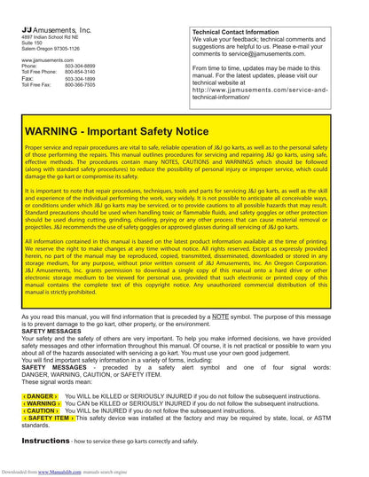 J&J Amusements Falcon Go-Kart Service Manual | 2018-2022 - sample page 5