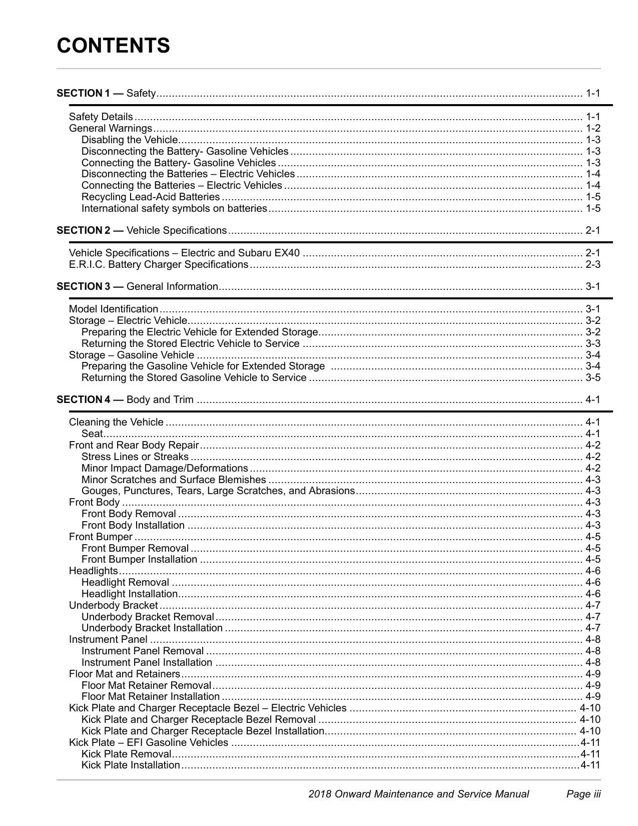 Club Car Onward Electric Gasoline Golf Cart Service Manual | 2018-2022 - sample page 3