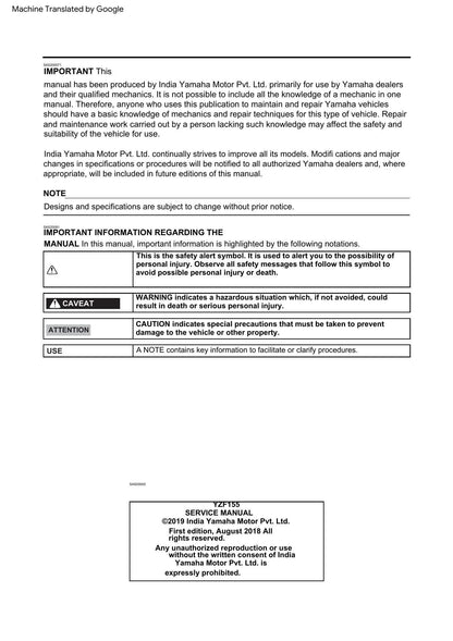 Yamaha YZF-R15 Motorcycle Service Manual | 2019-2023 - sample page 9