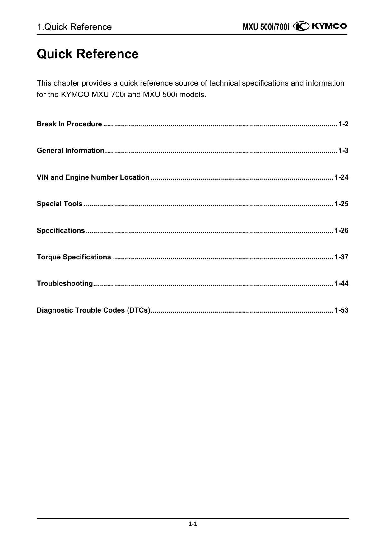 KYMCO MXU 700I 500I ATV Service Manual | 2018-2022 - sample page 8