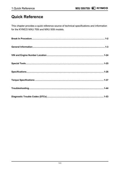 KYMCO MXU 700I 500I ATV Service Manual | 2018-2022 - sample page 8