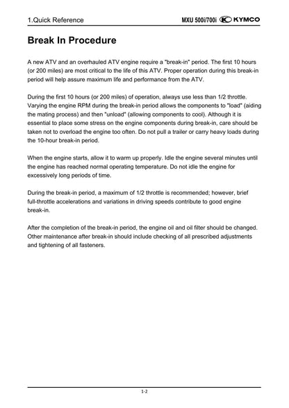 KYMCO MXU 700I 500I ATV Service Manual | 2018-2022 - sample page 9