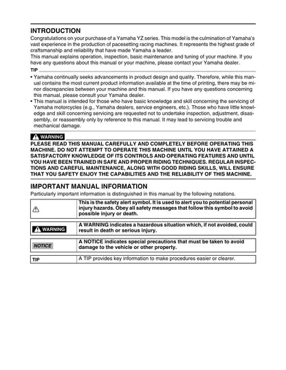 Yamaha YZ250FX Motorcycle Service Manual | 2018-2022 - sample page 5