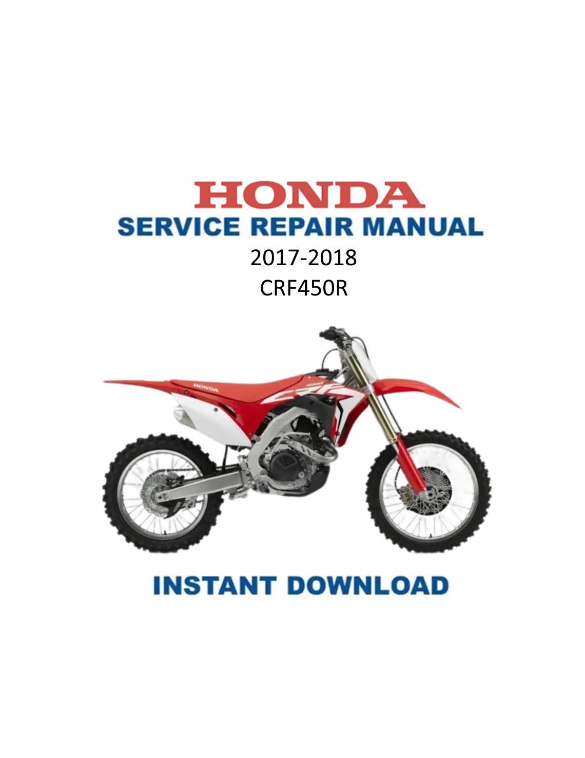 Honda CRF450R CRF450RX Motorcycle Service Manual | 2017-2018 - Service Manual PDF Instant Download