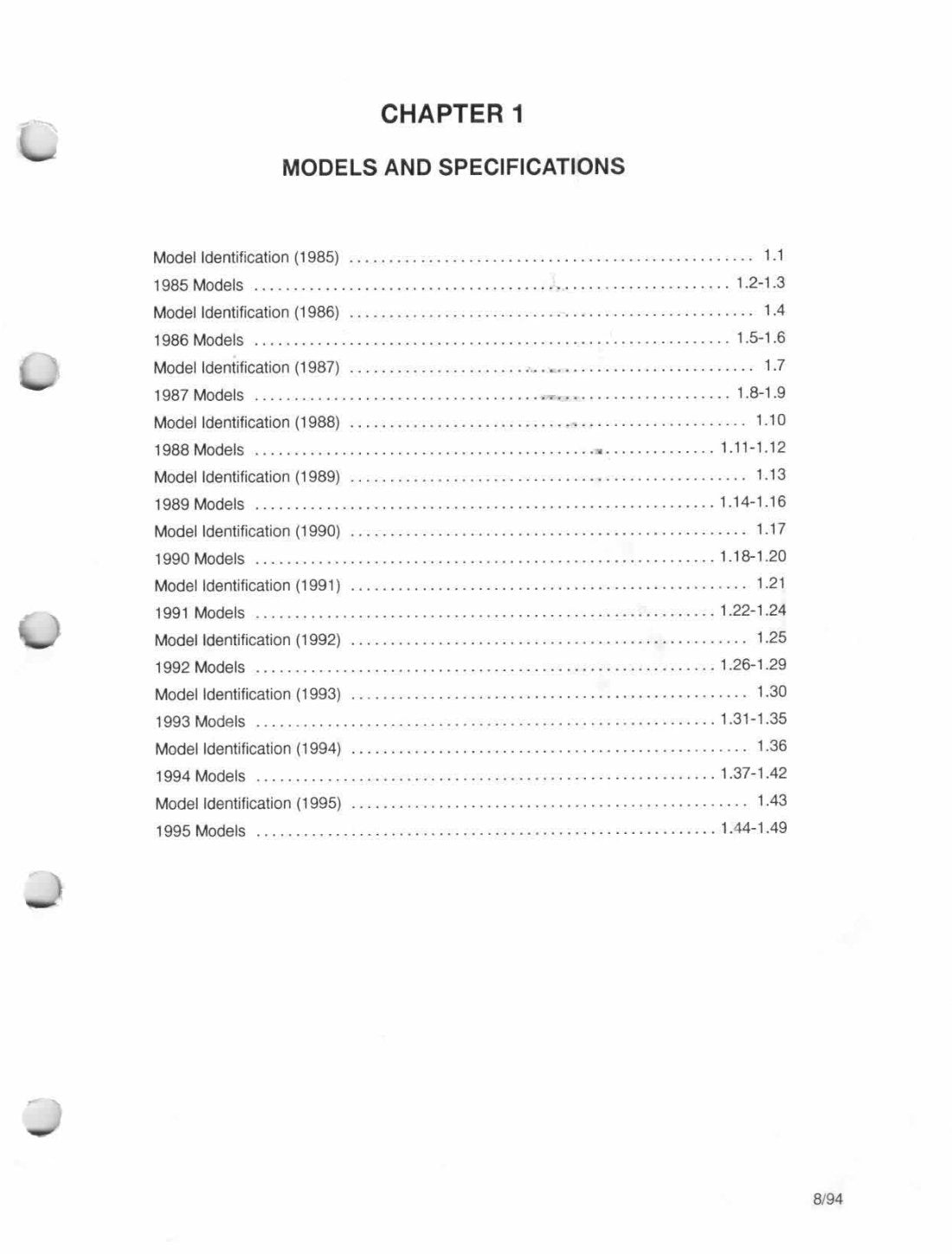 Polaris Snowmobile 1985-1995 service manual - page 1