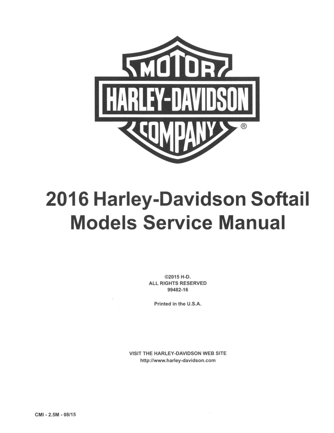 2016 Harley-Davidson Softail Motorcycle Service Manual - page 1