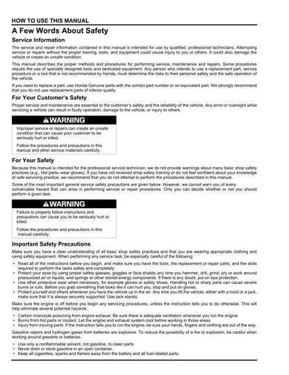 Honda Foreman 500 TRX500FM FE FPM FPE ATV Service Manual 2012 - page 1