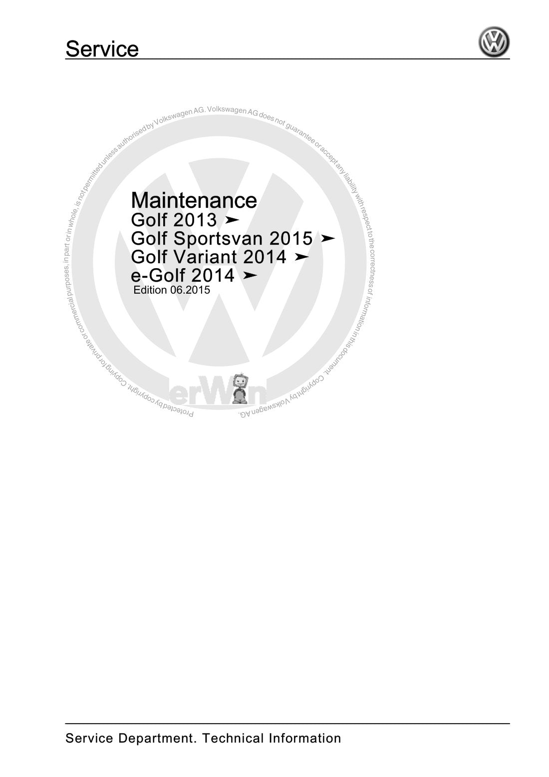 Volkswagen Golf 2013-2015 service manual - page 1