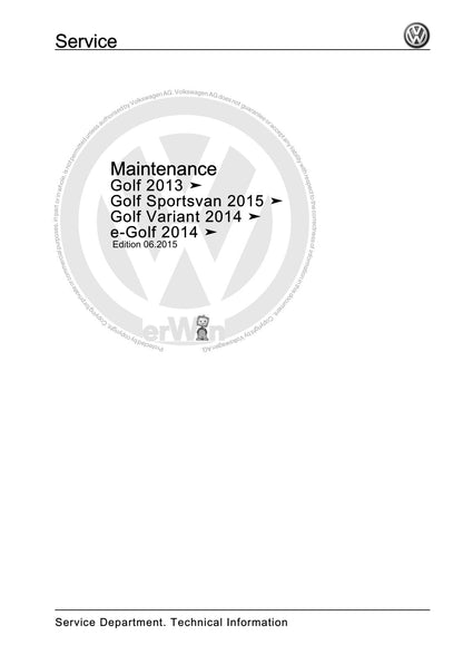Volkswagen Golf 2013-2015 service manual - page 1