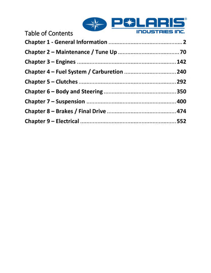 Polaris Snowmobile 1999 service manual - page 1