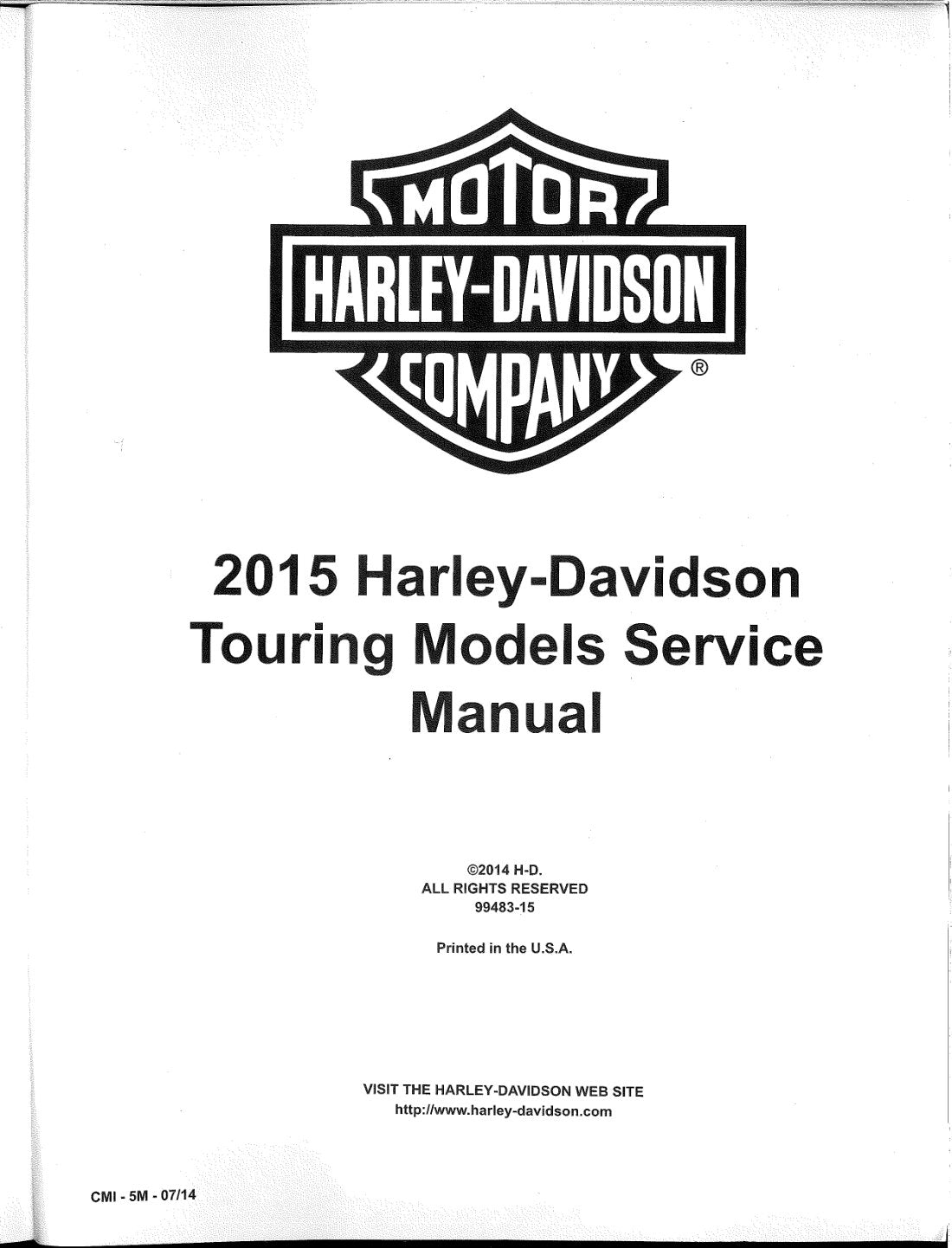 2015 Harley-Davidson Touring Motorcycle Service Manual - page 1