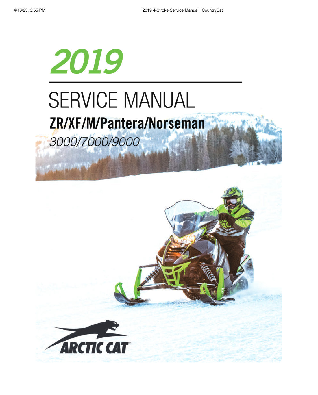 Arctic Cat 4-Stroke Snowmobile 2019 service manual - page 1