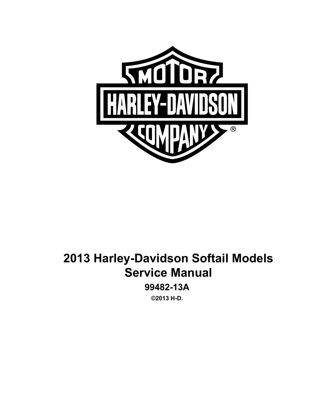 2013 Harley-Davidson Softail Service & Electrical Diagnostic Manual - page 1