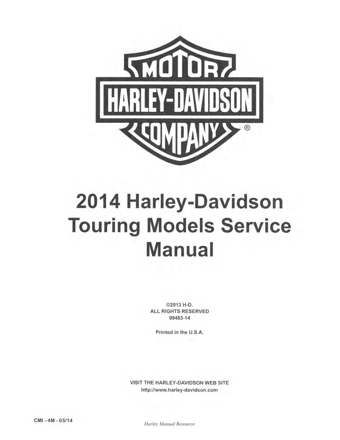 2014 Harley-Davidson Touring Motorcycle Service Manual - page 1