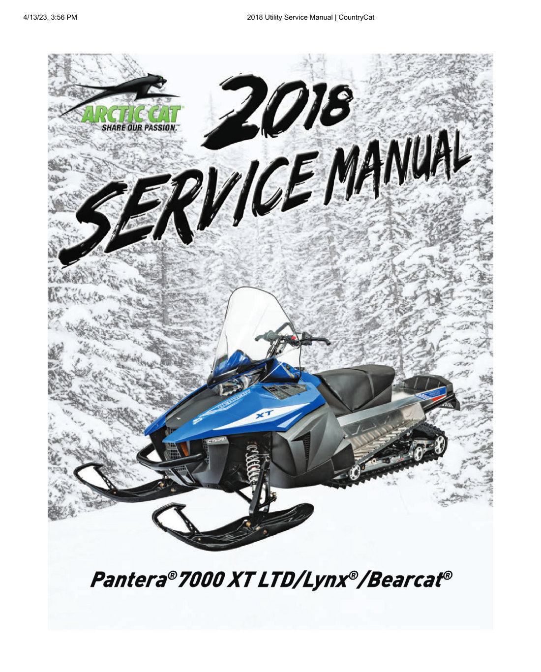 Arctic Cat Utility Snowmobile 2018 service manual - page 1