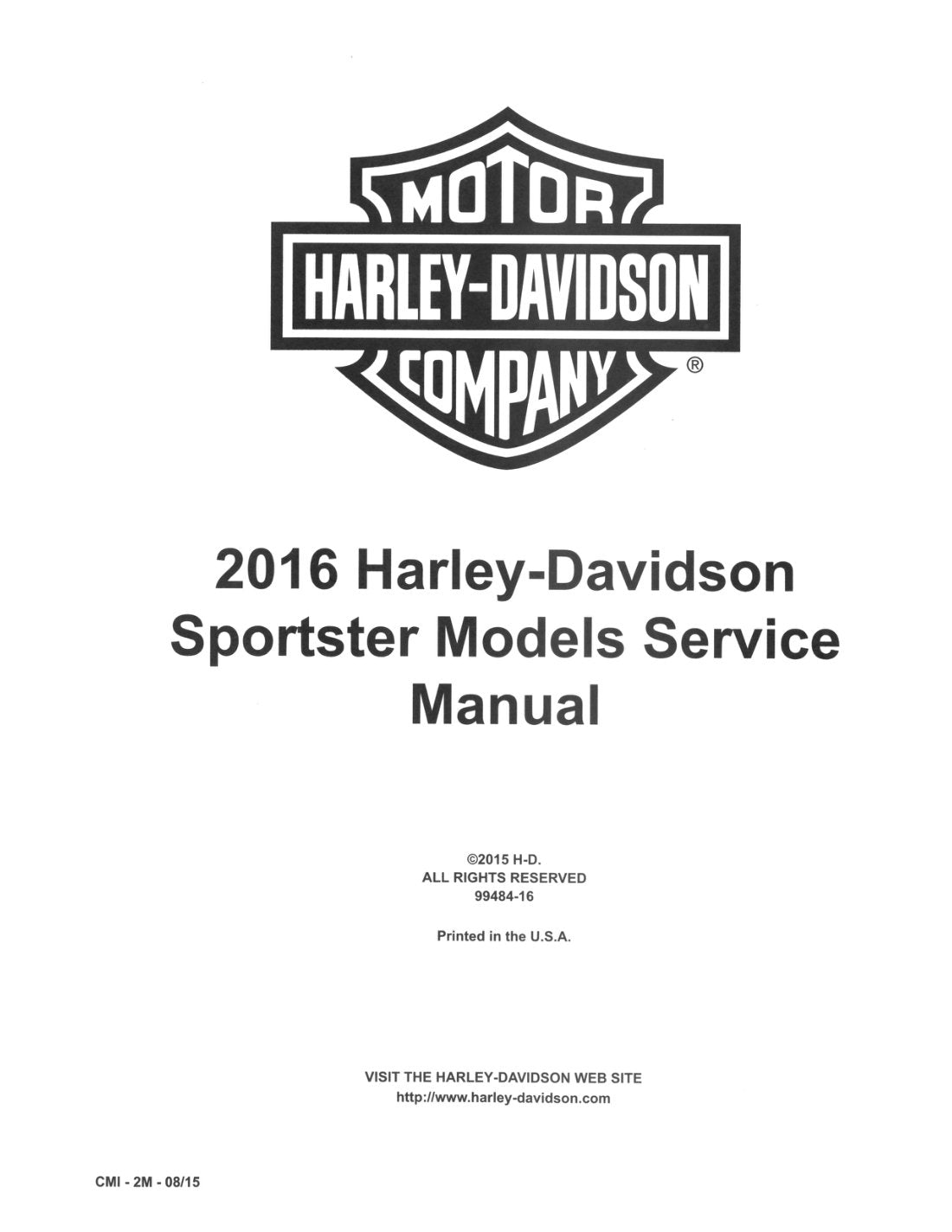 2016 Harley-Davidson Sportster Motorcycle Service Manual - page 1