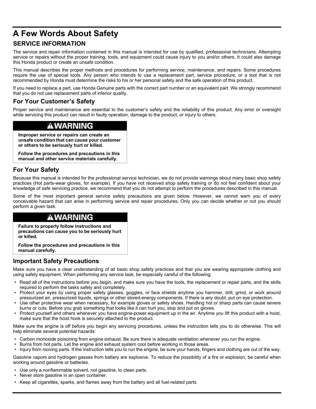 Honda HRN216 VKA service manual - page 1