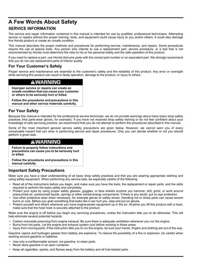 Honda HRN216 VKA service manual - page 1