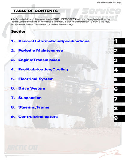 Arctic Cat 450 550 650 700 1000 ATV Service Manual 2011 - page 2