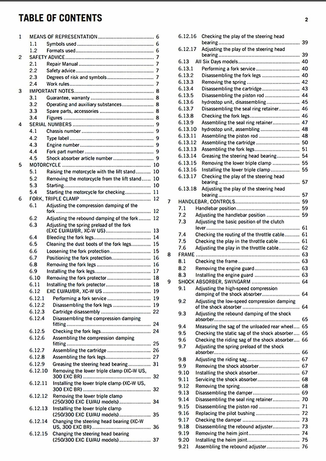 KTM 250 300 EXC 2016 service manual - page 4