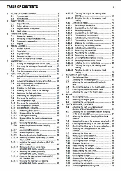 KTM 250 300 EXC 2016 service manual - page 4