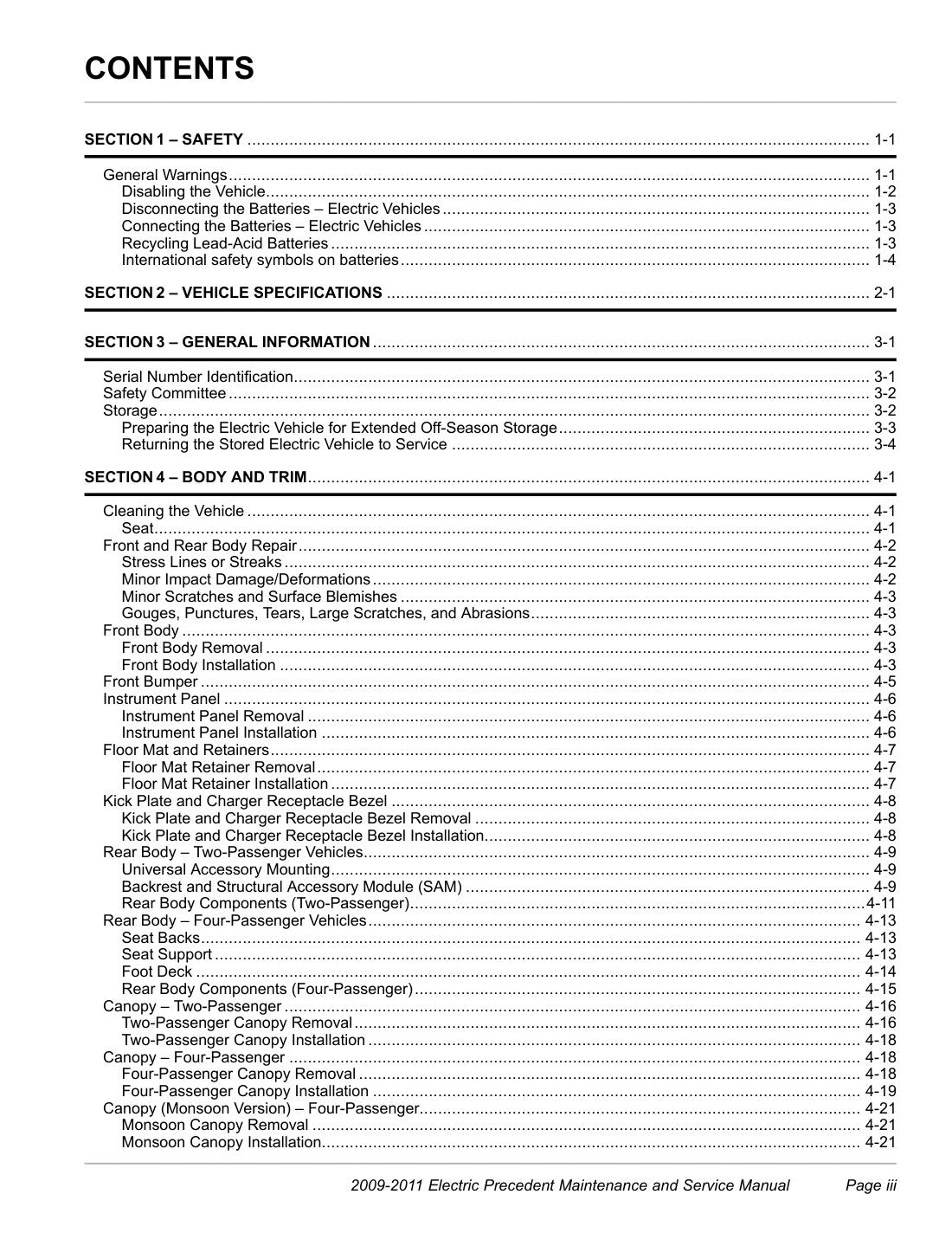 Club Car Precedent Electric Golf Cart Service Manual 2009-2011 - page 5