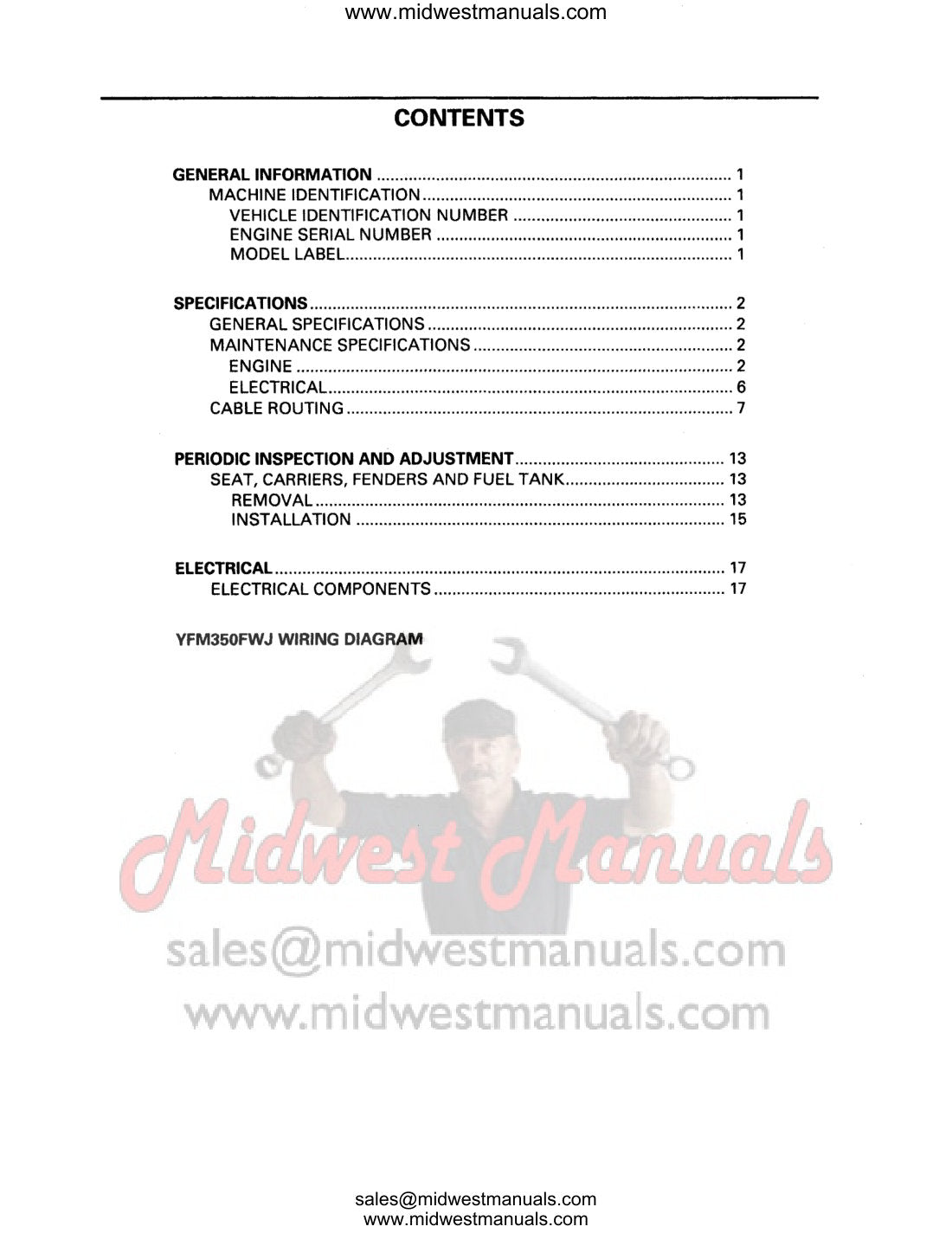 Yamaha Big Bear 350 YFM350FW service manual - page 6