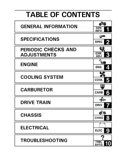 Yamaha Grizzly 300 2012 service manual - page 7