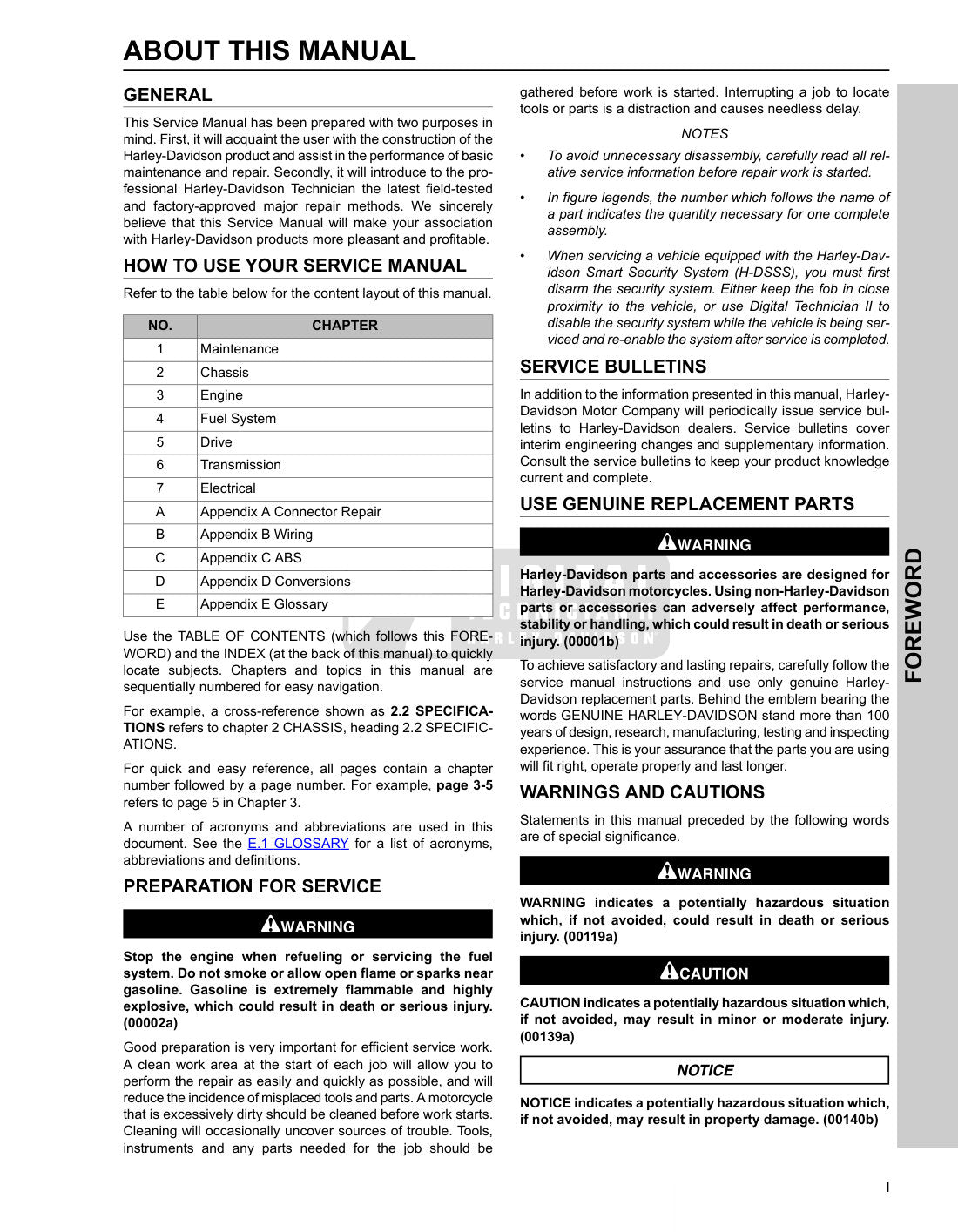 2011 Harley-Davidson Touring Motorcycle Service Manual - page 7
