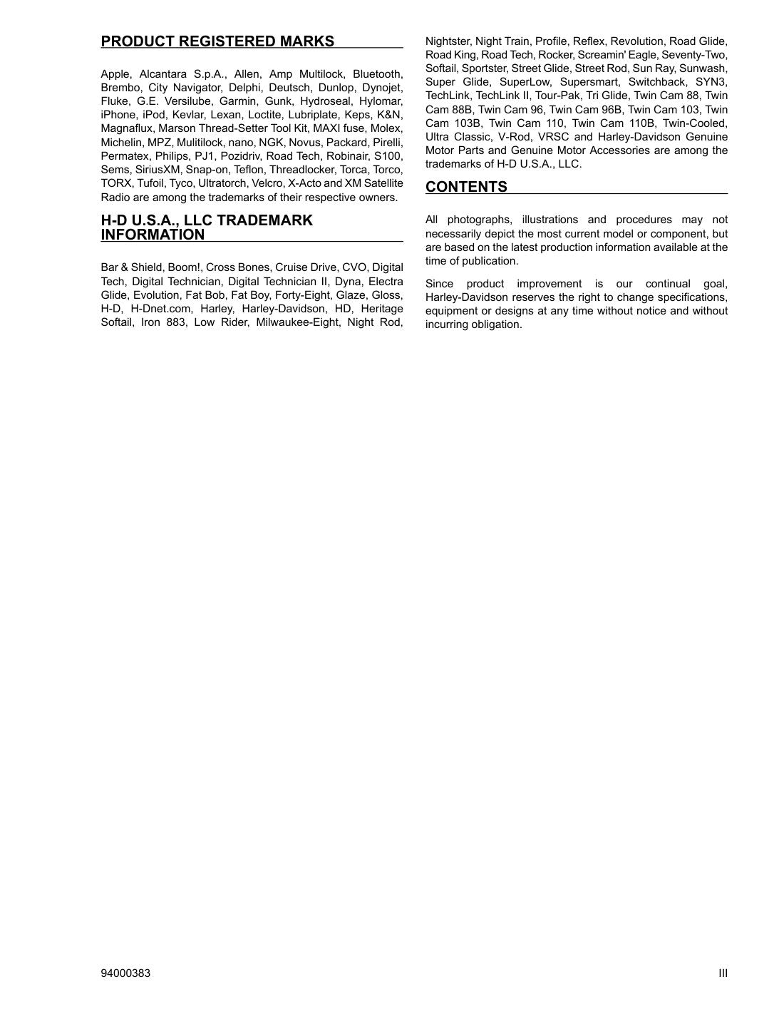 2017 Harley-Davidson Touring Service & Electrical Diagnostic Manual - page 8