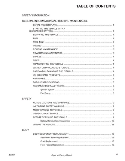 Tracker Offroad LX4 EFI Gas Golf Cart Service Manual PDF 2020 - sample page 9