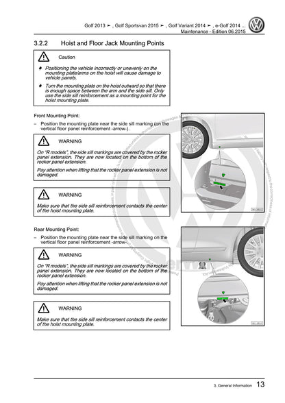 Volkswagen Golf 2013-2015 service manual - page 19