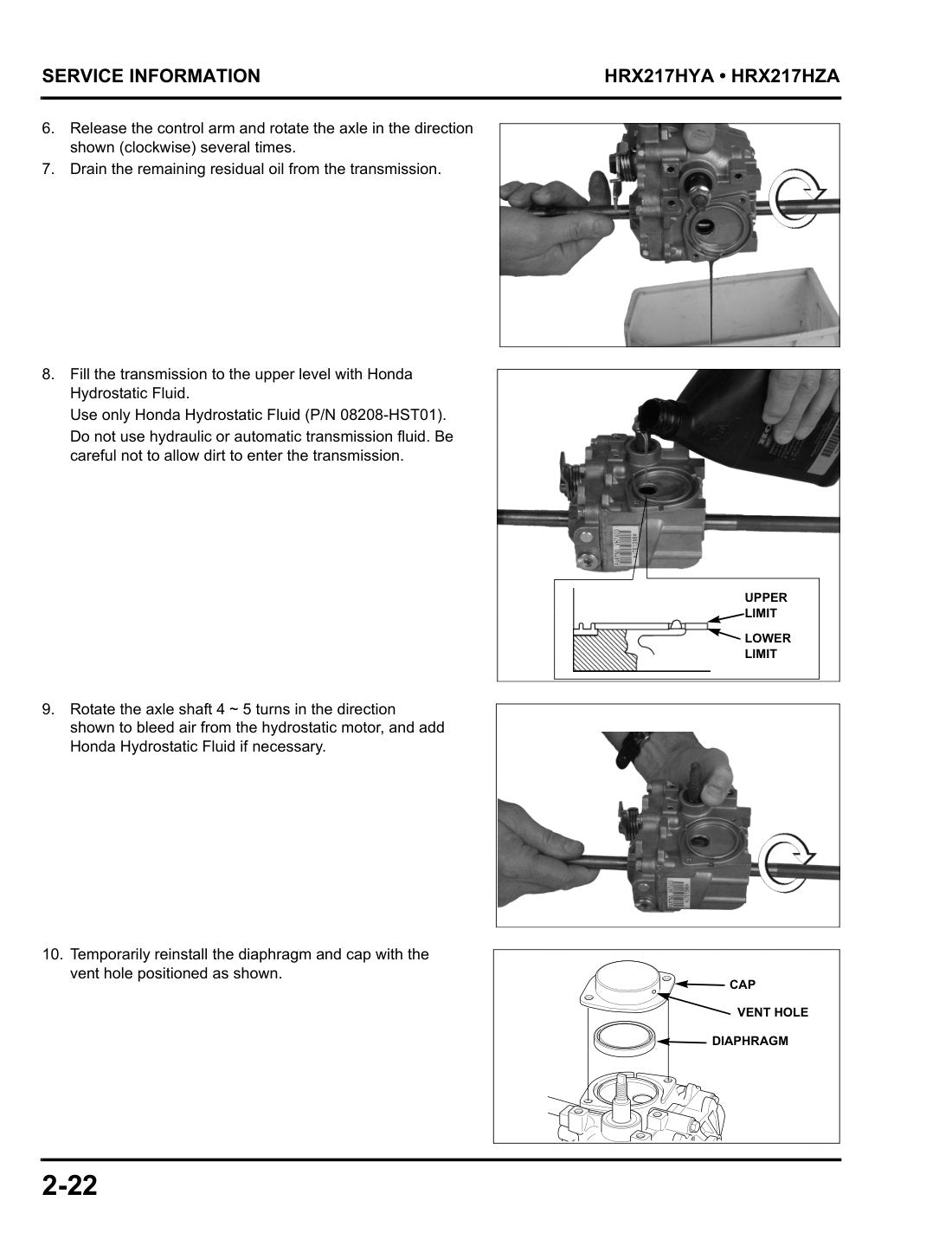 Honda HRX217 K6 service manual - page 29