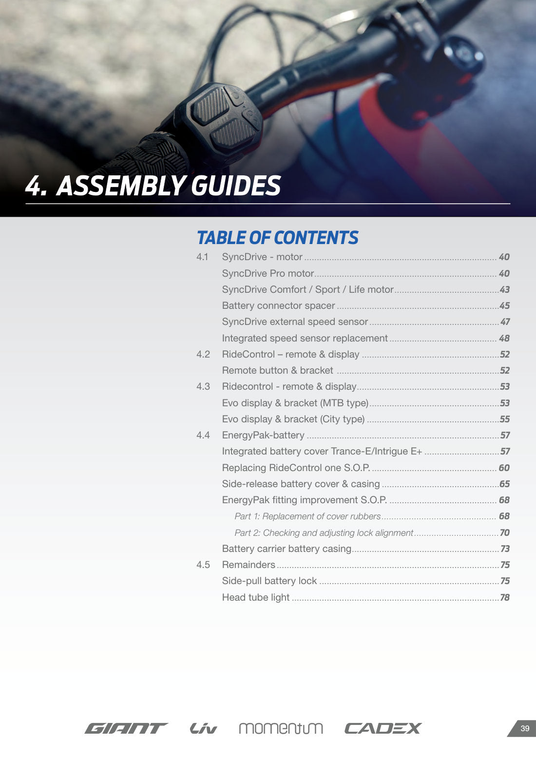 Giant Momentum E-Bike 2020 service manual - page 39