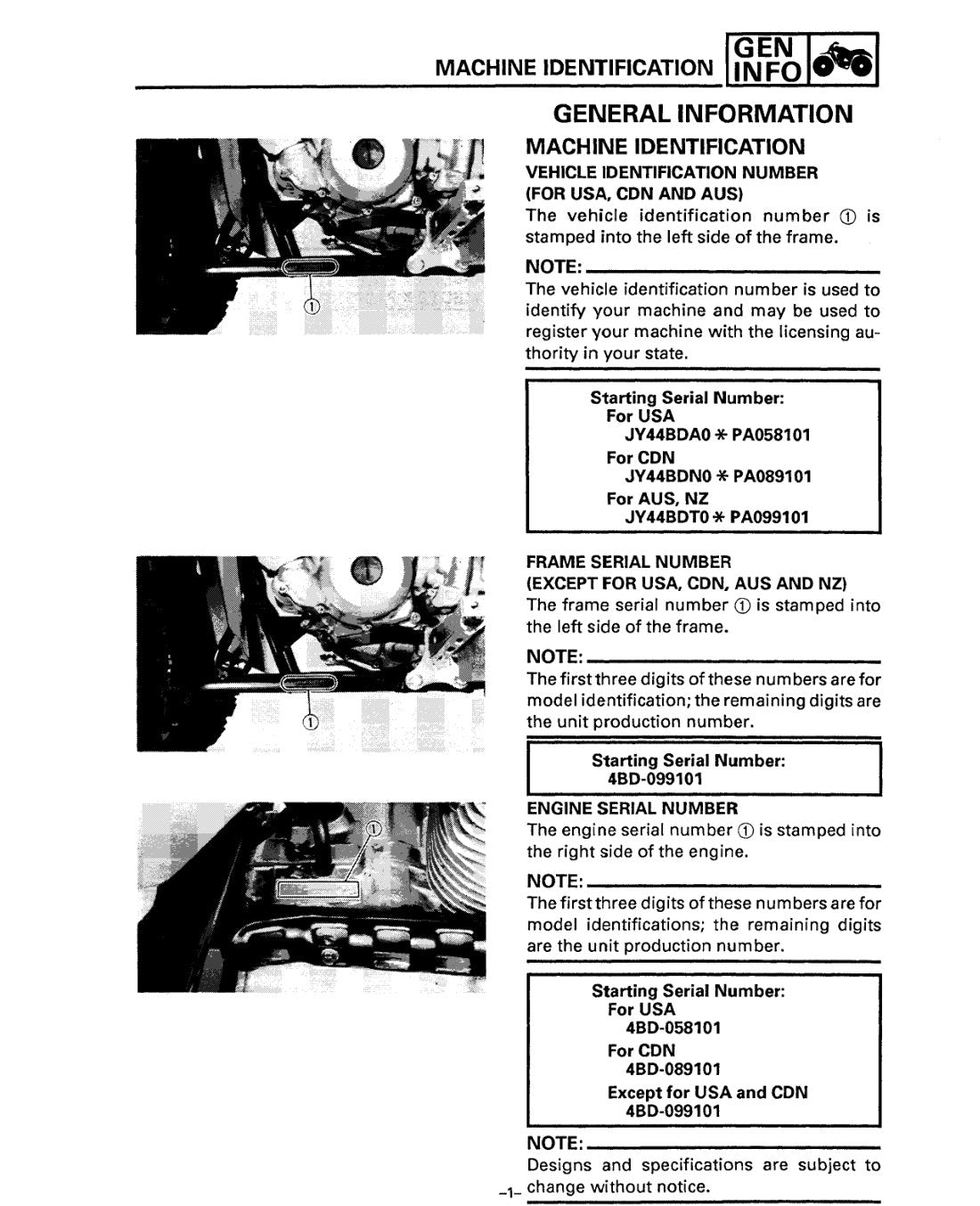 Yamaha Timberwolf YFB250 1995 service manual - page 45