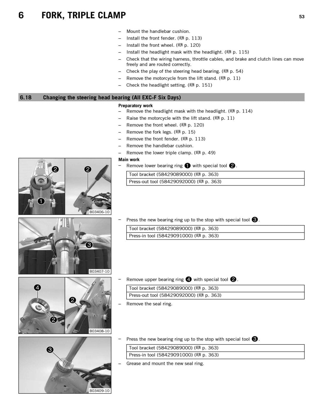 KTM 450 500 EXC-F 2017 service manual - page 55