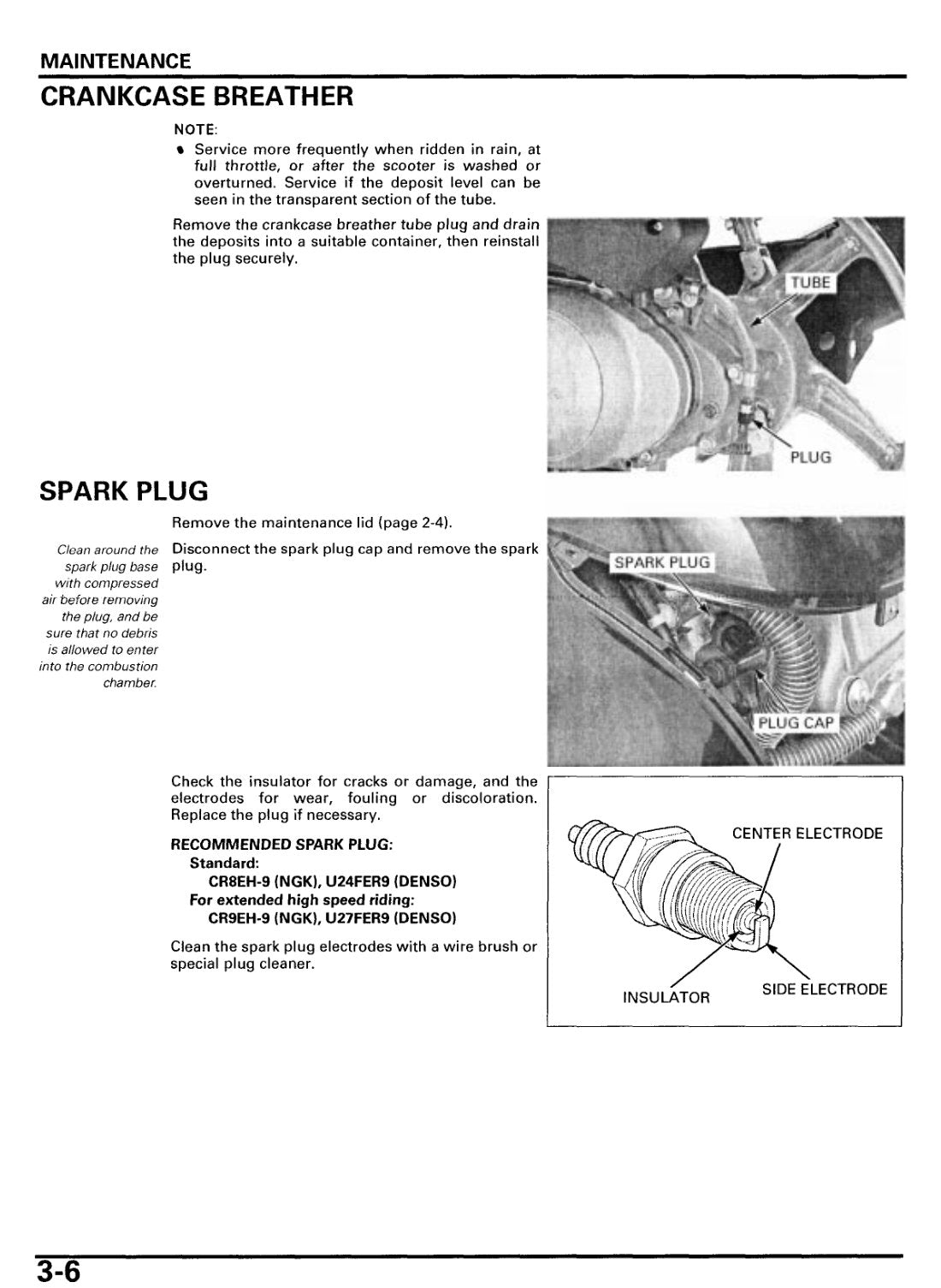 SH150i crankcase breather and spark plug service