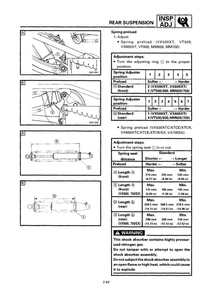 Yamaha Vmax 500 600 700 Mountain Max Venture 1997 service manual - page 64