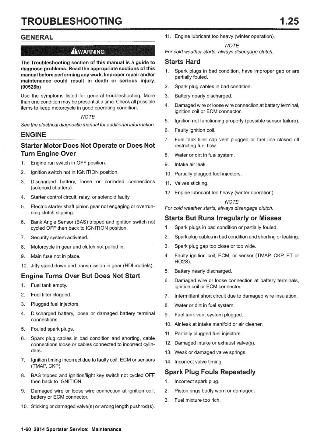 2014 Harley-Davidson Sportster Motorcycle Service Manual - page 81