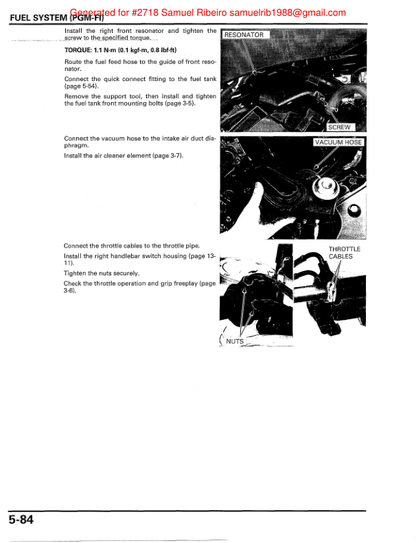 Manuale di servizio motociclo Honda Fireblade CBR1000R | 2008–2017