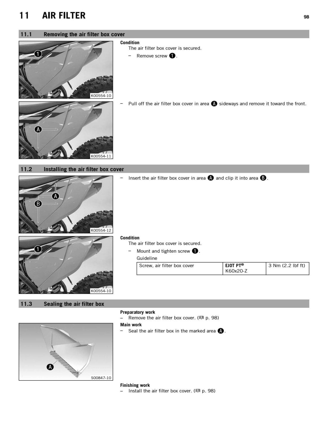 KTM 450 500 EXC-F 2017 service manual - page 100