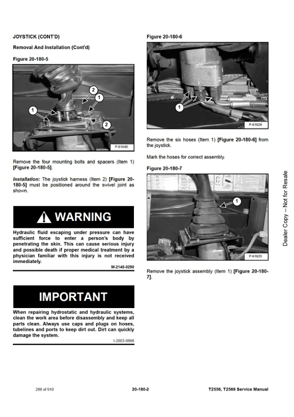 Bobcat T2556 2566 Telescopic Handler Service Manual PDF