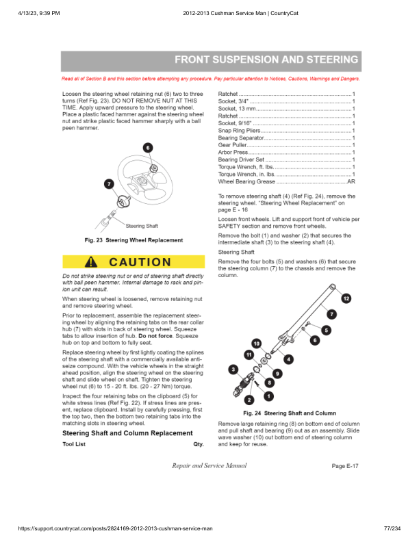 Cushman Shuttle Refresher 2000 Golf Cart Service Manual PDF | 2012-2013