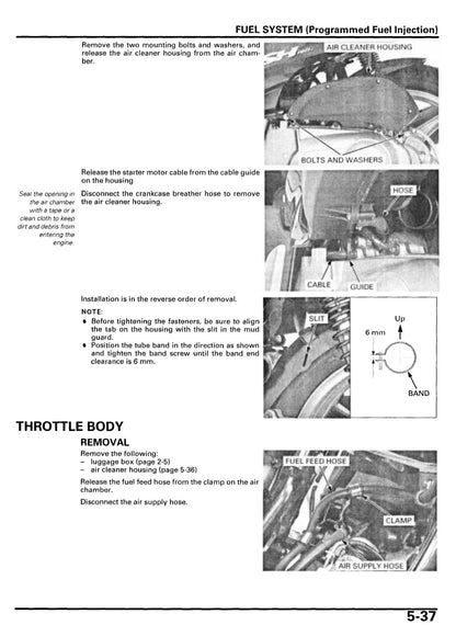 SH150i throttle body removal