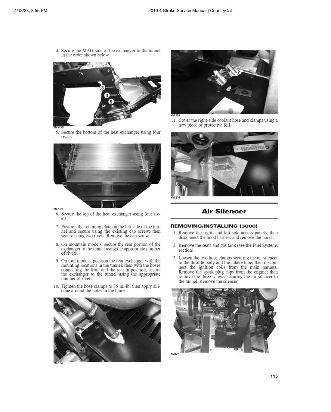 Arctic Cat 4-Stroke Snowmobile 2019 service manual - page 117