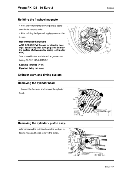 Manuel d’entretien du scooter Vespa PX 125 150 Euro 2 PDF | 2007–2010